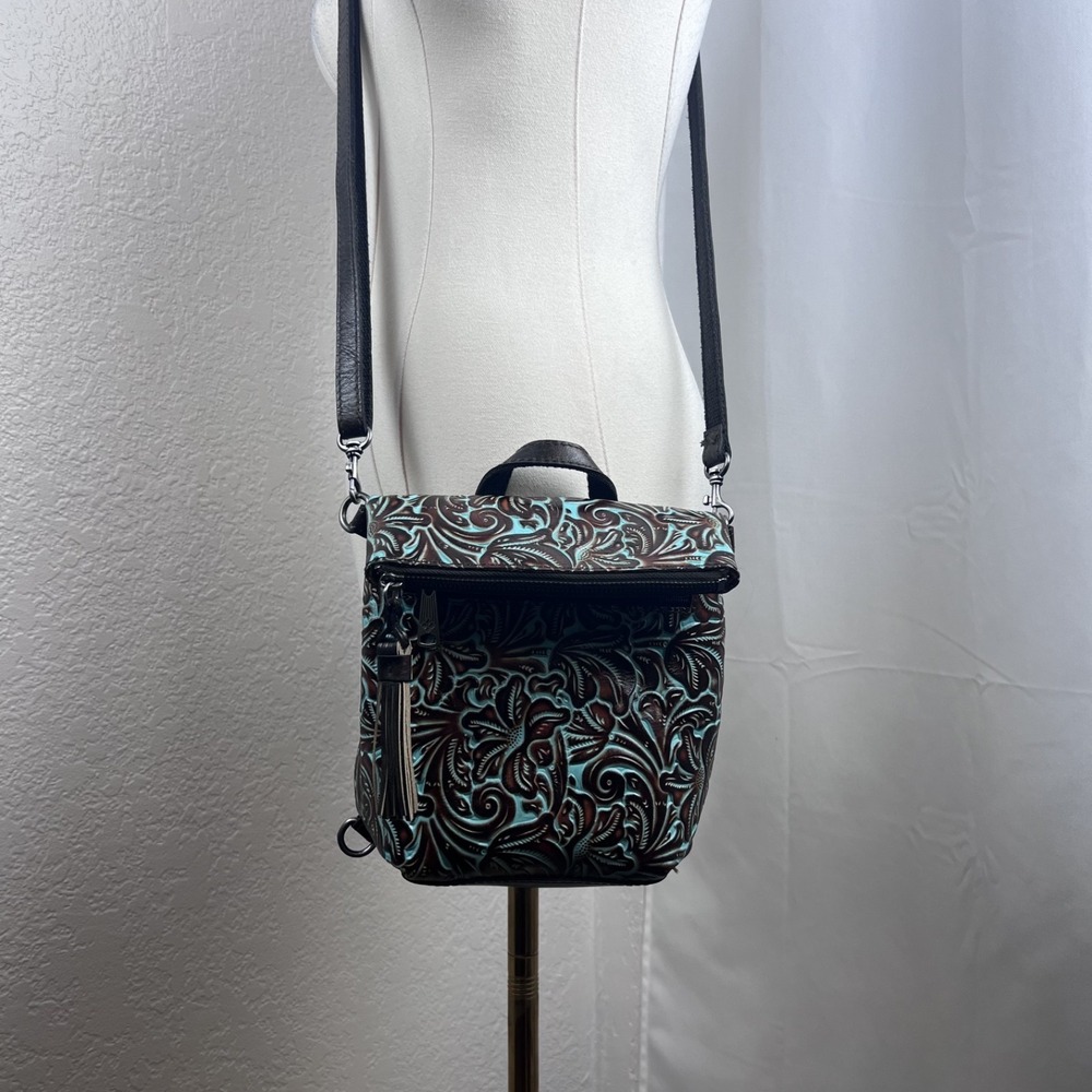 Patricia Nash Luzille Convertible Backpack Crossbody Tooled Leather Western Boho